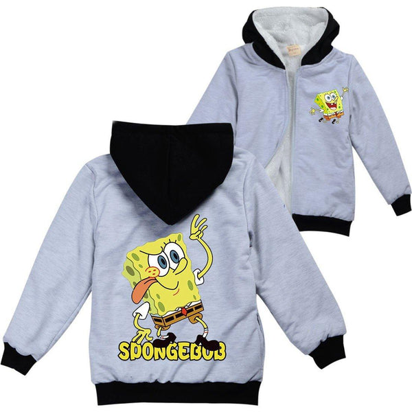 SpongeBob Squarepants Print Kids Fleece Lined Zip Up Hooded Jacket