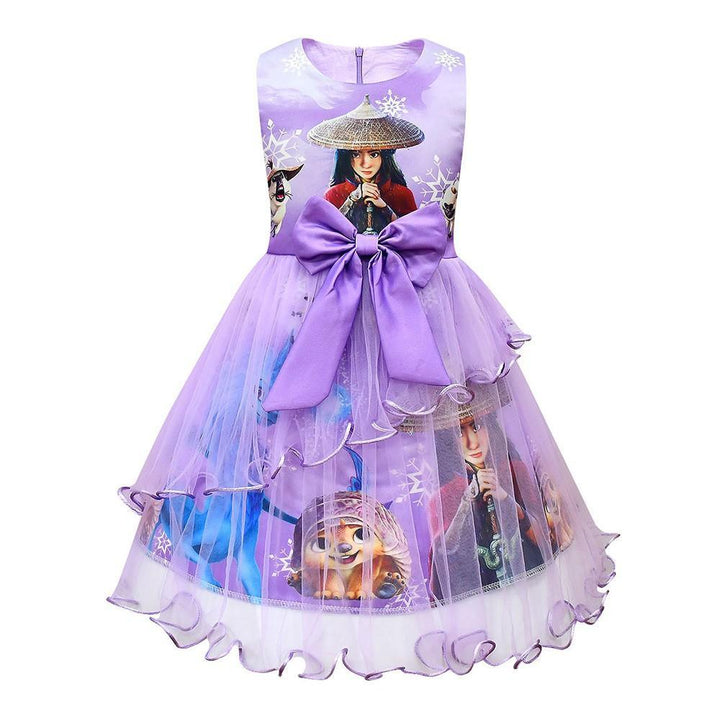 Girls Raya And The Last Dragon Lace Princess Dress Halloween Costume