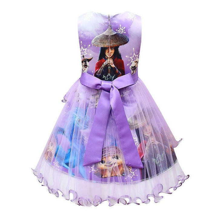 Girls Raya And The Last Dragon Lace Princess Dress Halloween Costume - pinkfad