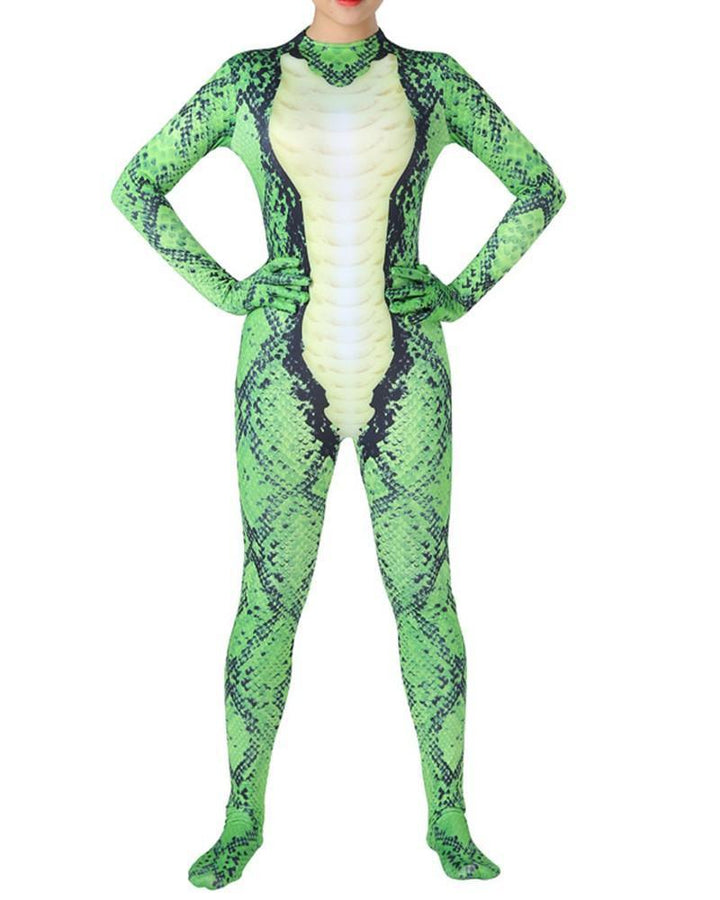 Green Python Snake Kids Halloween Cosplay School Play Onesie Costume