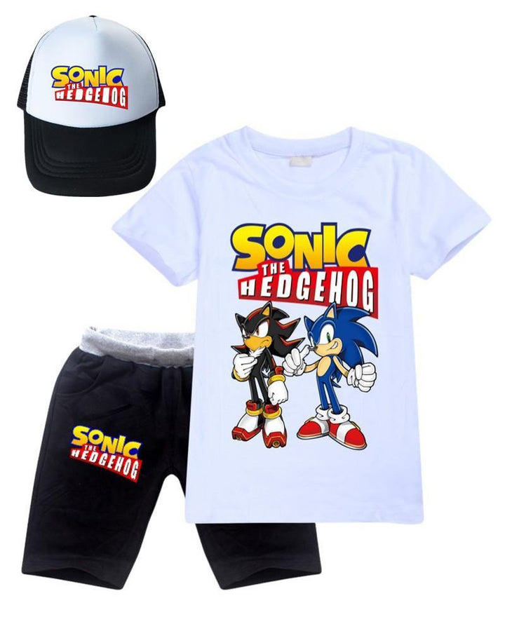 Sonic The Hedgehog Print Girls Boys Cotton T Shirt And Shorts Outfits - pinkfad