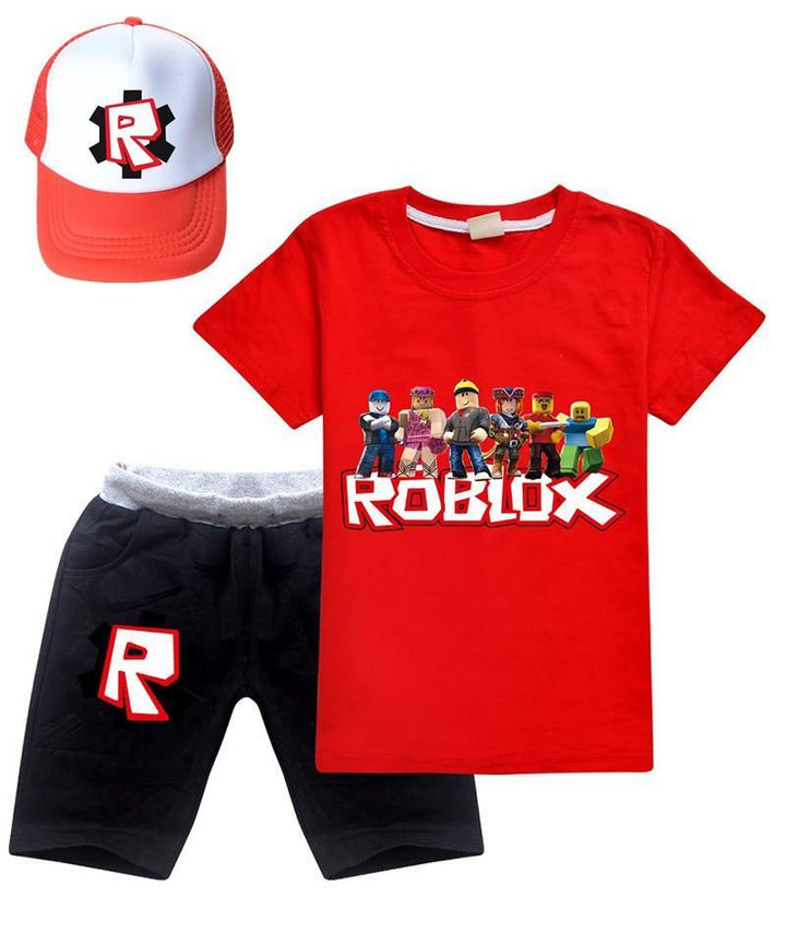 Roblox Print Girls Boys Cotton T Shirt And Shorts Outfit Sets With Hat