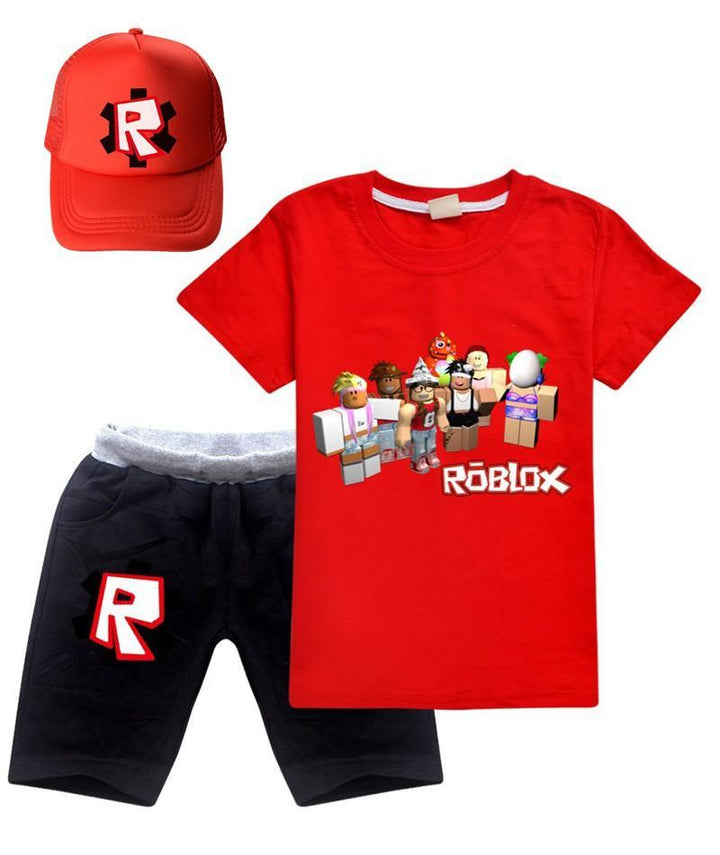 Blocks Roblox Printed Girls Boys Cotton T Shirt And Shorts With Hat