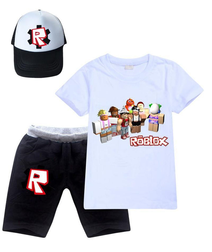 Blocks Roblox Printed Girls Boys Cotton T Shirt And Shorts With Hat - pinkfad