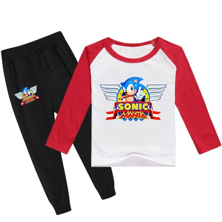 Boys Girls Sonic Mania Print Long Sleeve Cotton T Shirt N Pants 2 Sets