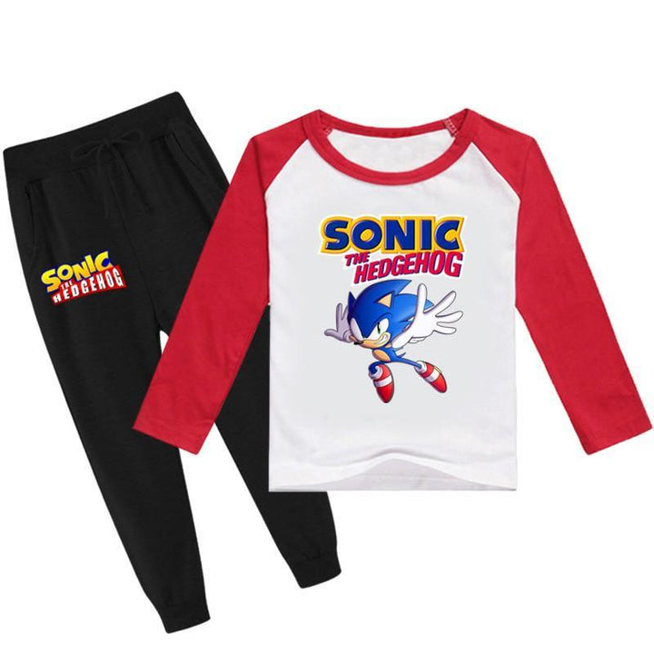 Sonic The Hedgehog Print Girls Boys Cotton Long Sleeve T Shirt N Pants