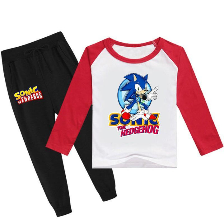 Boys Girls Sonic The Hedgehog Print Long Sleeve T Shirt And Sweatpants