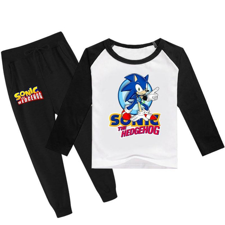Boys Girls Sonic The Hedgehog Print Long Sleeve T Shirt And Sweatpants - pinkfad