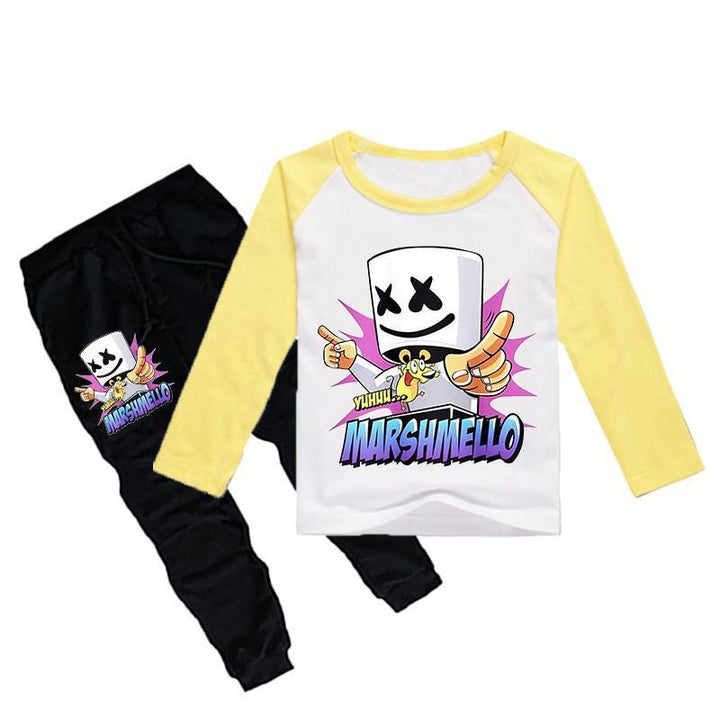 Dj Marshmello And Mouse Print Girls Boys Long Sleeve T Shirt And Pants - pinkfad