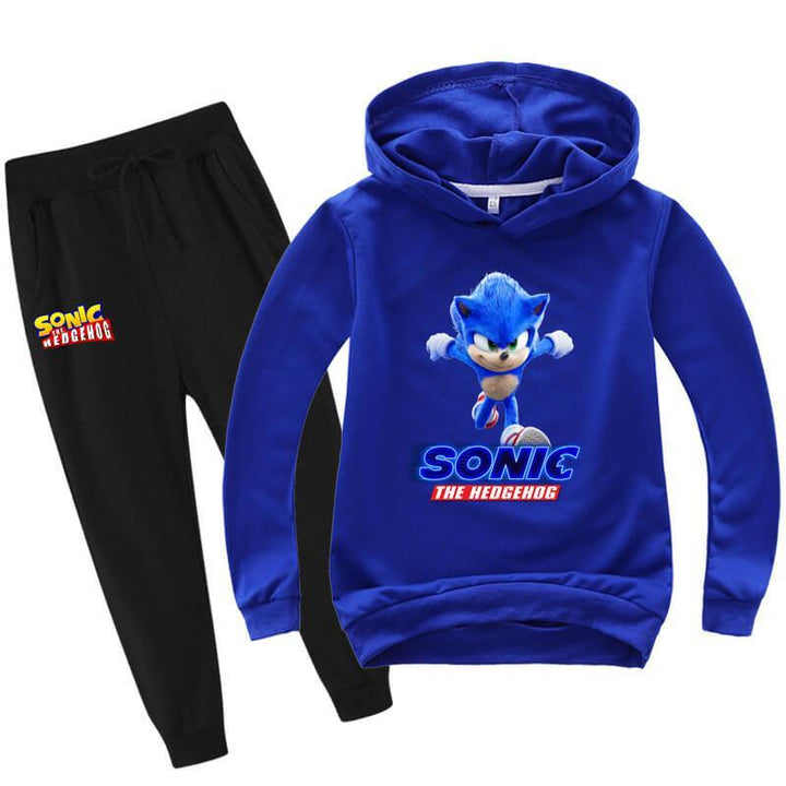 Sonic The Running Hedgehog Print Girls Boys Cotton Hoodie Joggers Suit