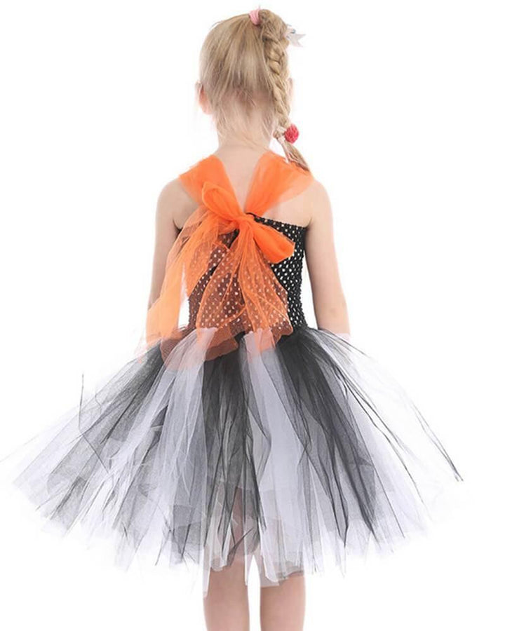 Girls Halter Pumpkin Tulle Dress Party Dance School Play Costume - pinkfad