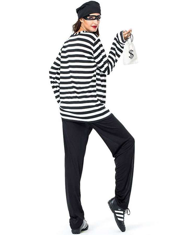 Adult Womens Bank Robber Prisoner Halloween Costume - pinkfad