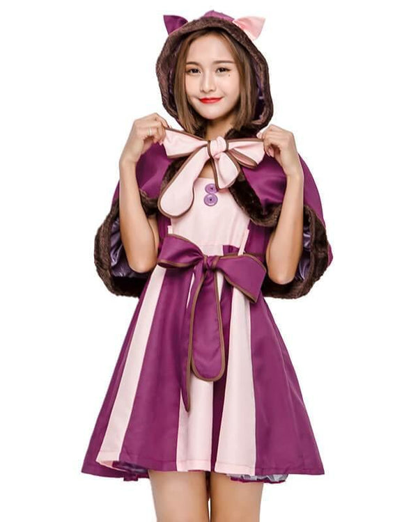 Cute Cheshire Cat Dress In Alice In Wonderland Fairytale Costume