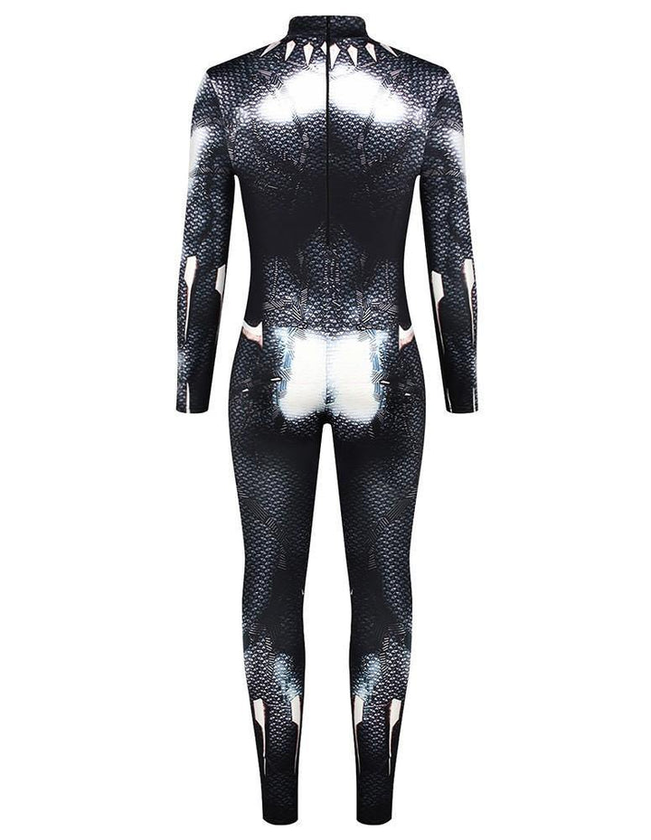 Adult Wet Look Black Panther Jumpsuit Costume - pinkfad