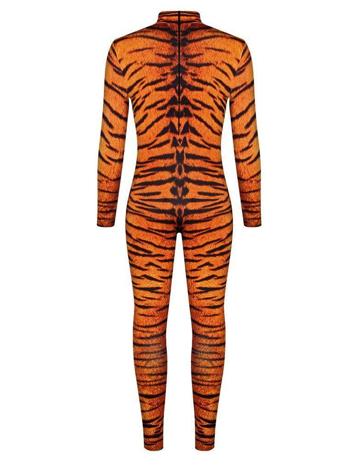 Adult Mens Tiger Full Bodysuit Jumpsuit Cosplay Costume - pinkfad