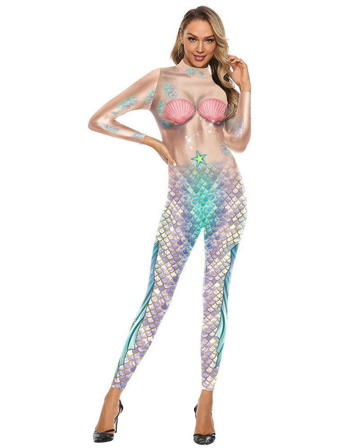 Aquamarine Catsuit Full Bodysuit Mermaid Stage School Play Costume