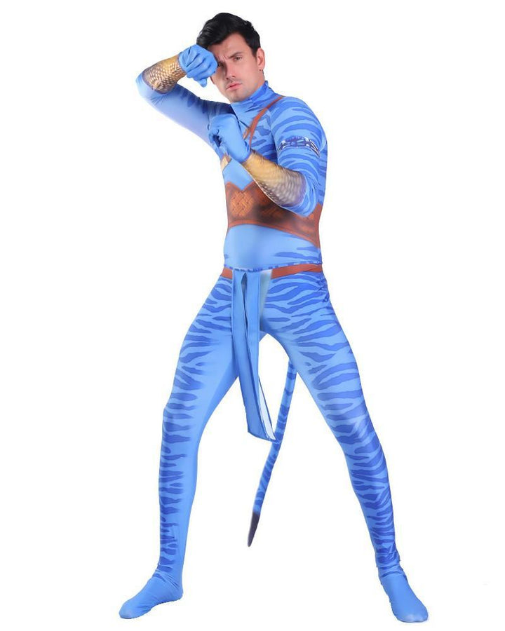 Avatar 2 Jake Sully Mens Halloween Unitard Costume - pinkfad