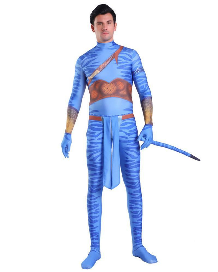 Avatar 2 Jake Sully Mens Halloween Unitard Costume - pinkfad