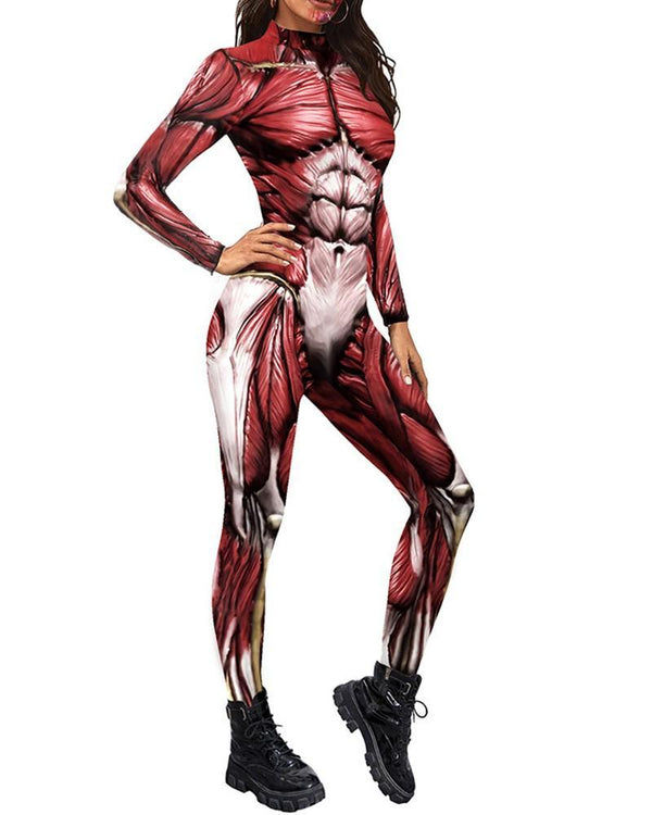 Muscle Anatomy Print Halloween Dance Stage Unitard Halloween Costume