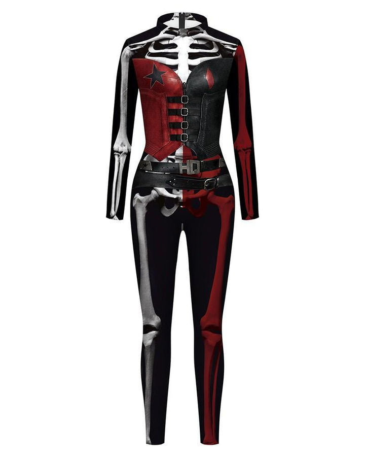 Harley Quinn The Suicide Squad Skeleton Halloween Dance Stage Costume - pinkfad