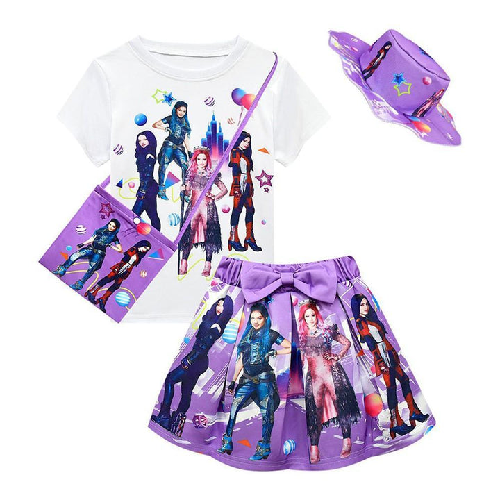 Descendants 3 Girls T Shirt Skirt 4S Halloween Cosplay Party Costume - pinkfad