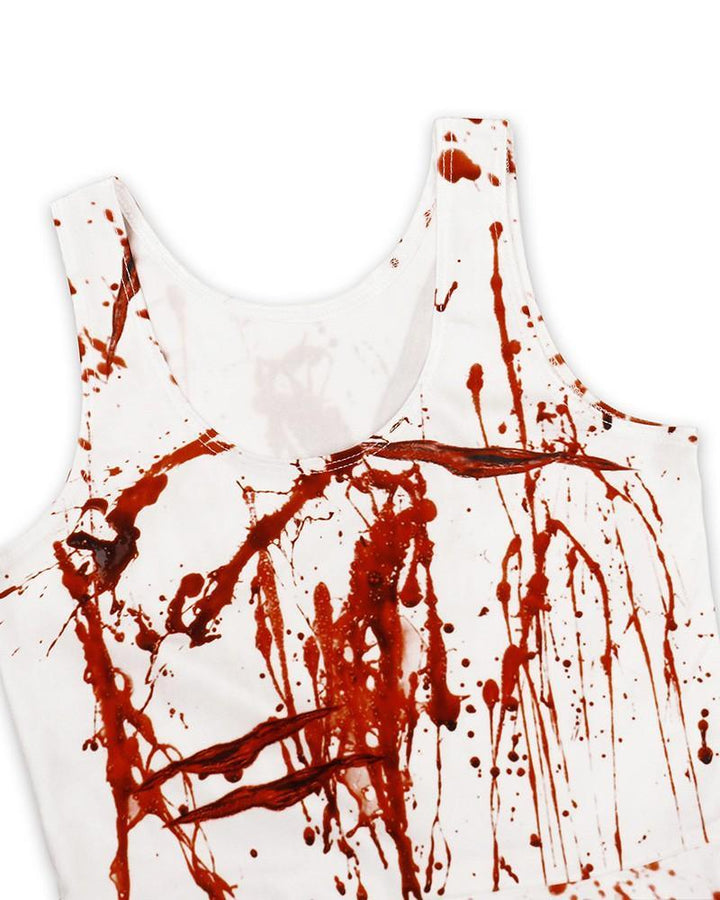 Bloody Nurse Costume Halloween Sleeveless Vest Skater Dress - pinkfad