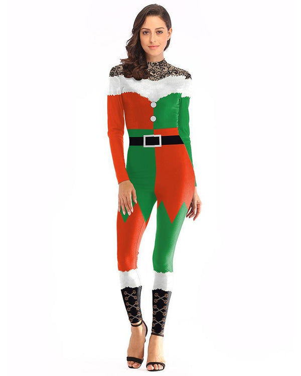 Christmas Elf Womens Catsuit New Design Unique Mrs Santa Elf Costume