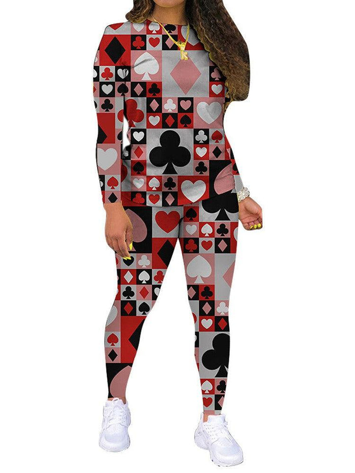Plaid Figure Card Symbol Isolated Print Womens Dance Party Casual Suit