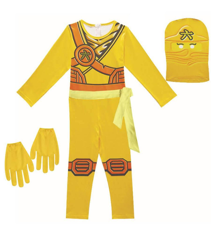 Girls Boys Skylor Ninjago Gold Ninja Kids Cosplay Costume