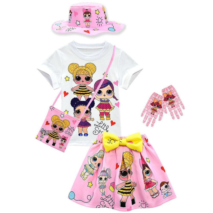 Little Girls Queen Bee Lol Surprise Doll T Shirt Skirt Outfits 5 Sets - pinkfad