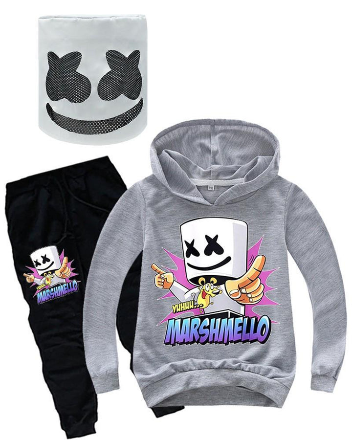 Boys Girls Dance Dj Marshmello Hoodie And Sweatpants Cosplay Costume - pinkfad