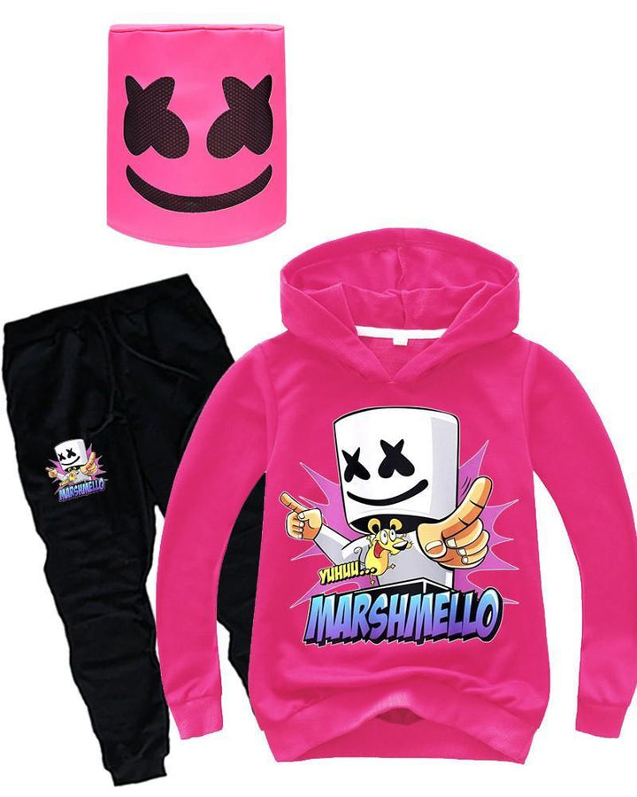 Boys Girls Dance Dj Marshmello Hoodie And Sweatpants Cosplay Costume - pinkfad