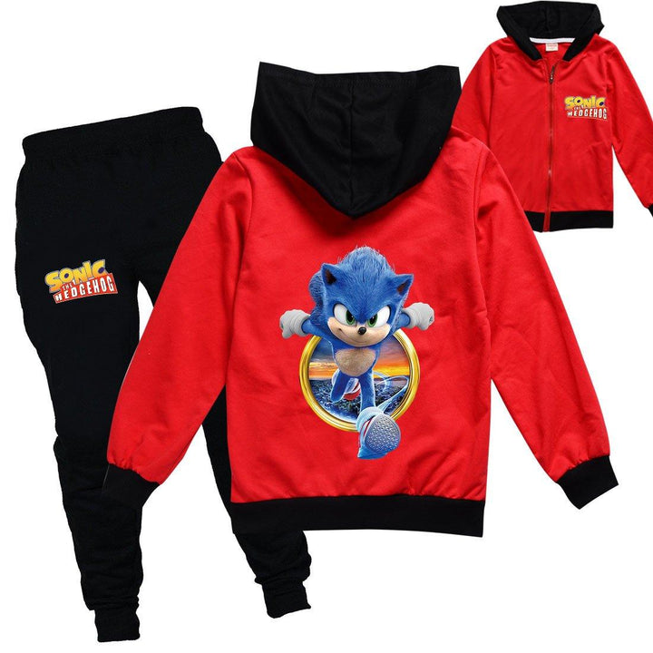 Sonic Mania The Hedgehog Print Girls Boys Zipup Hoodie Sweatpants Suit