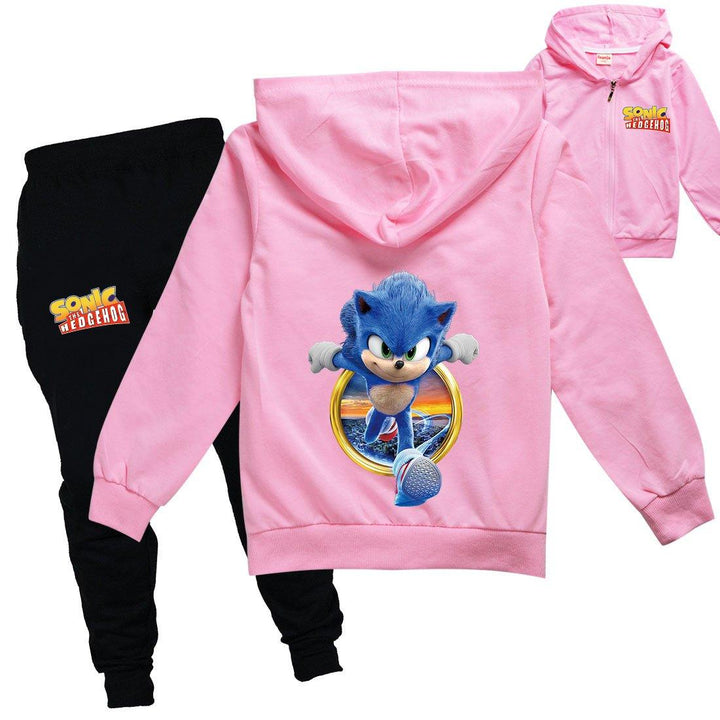 Sonic Mania The Hedgehog Print Girls Boys Zipup Hoodie Sweatpants Suit - pinkfad