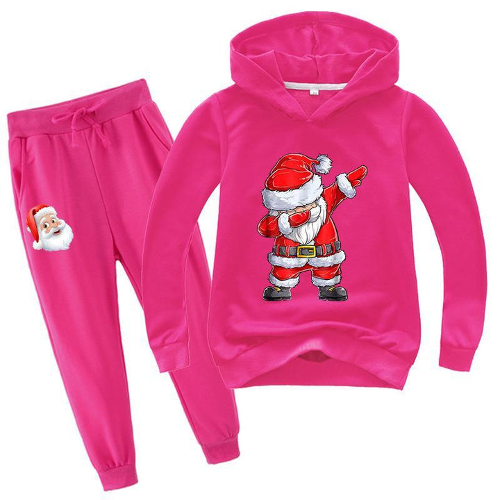 Dab Dance Santa Claus Print Girls Boys Cotton Hoodie Pants Tracksuit - pinkfad