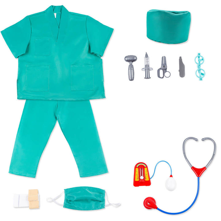 Child Doctor Surgical Gown Kids Cosplay School Play Halloween Costume