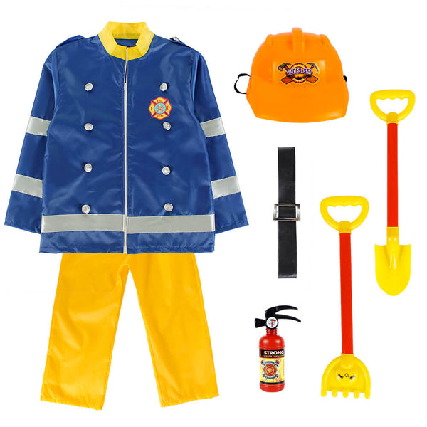 Child Firefighter Uniform Kids Fireman Halloween Cosplay Costume