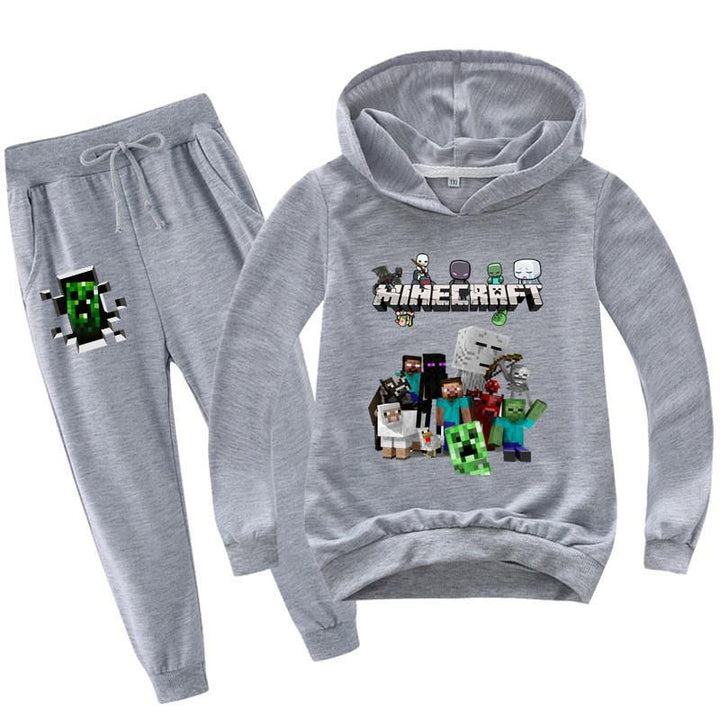 Girls Boys Minecraft Printed Cotton Hoodie And Sweatpants Tracksuit
