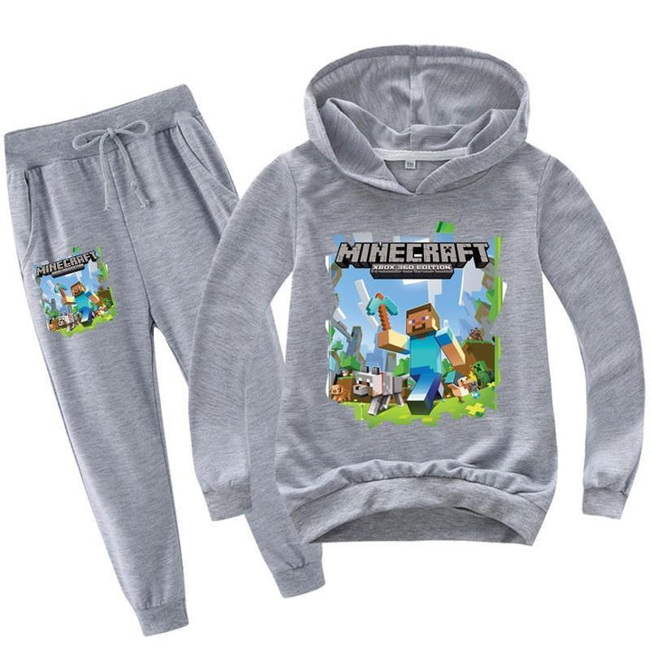 Boys Girls Minecraft Printed Cotton Hoodie And Sweatpants Tracksuit