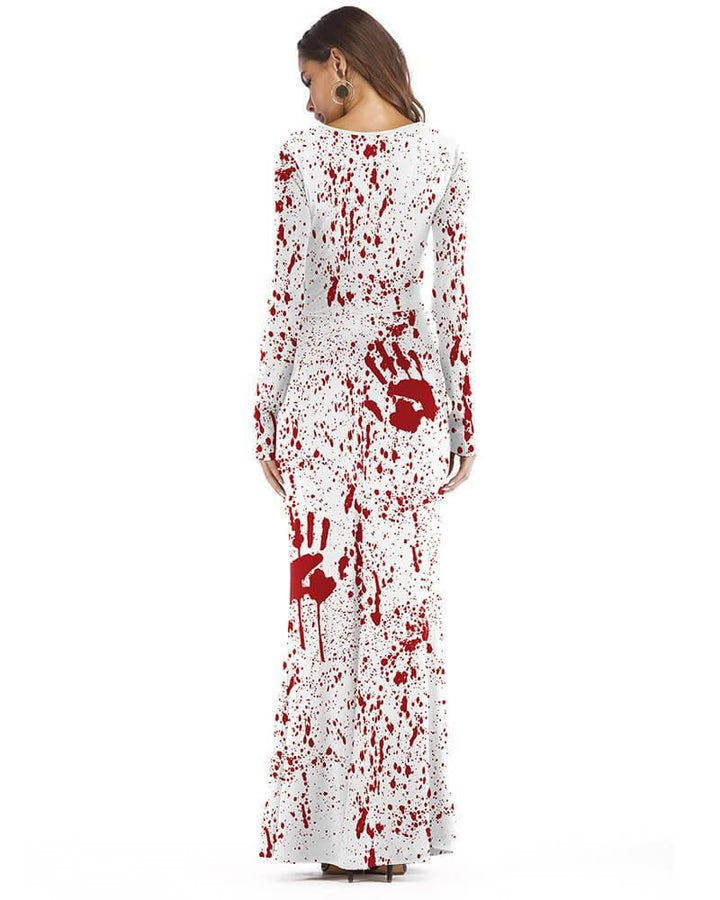 White Red Blood Bleeding Hands Scary Halloween Maxi Dress - pinkfad