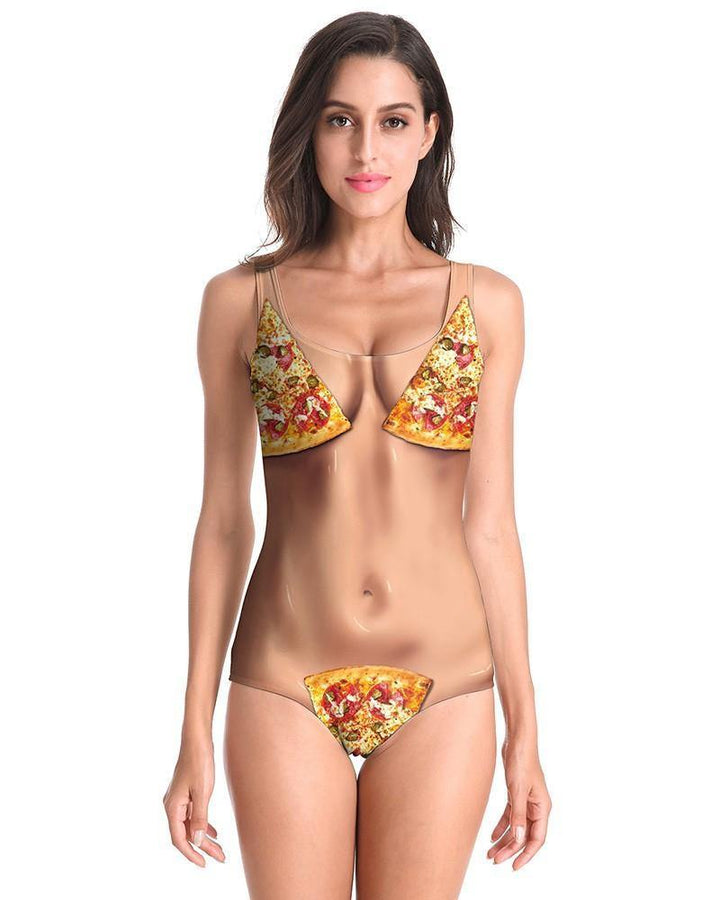 Pizza And All Skin Print One Piece Swimsuit Monokini