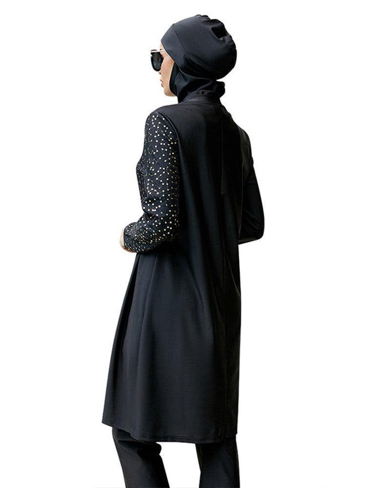 Sequins Dress And Pants Full Coverage Muslim Burkini Islamic Swimwear - pinkfad