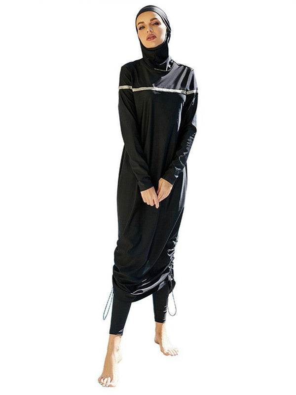Drawstring Sides Maxi Full Coverage Muslim Swimwear Islamic Burkini