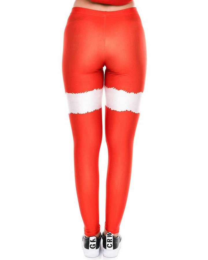 Red Christmas Santa Claus Cloth Printed Womens Leggings - pinkfad