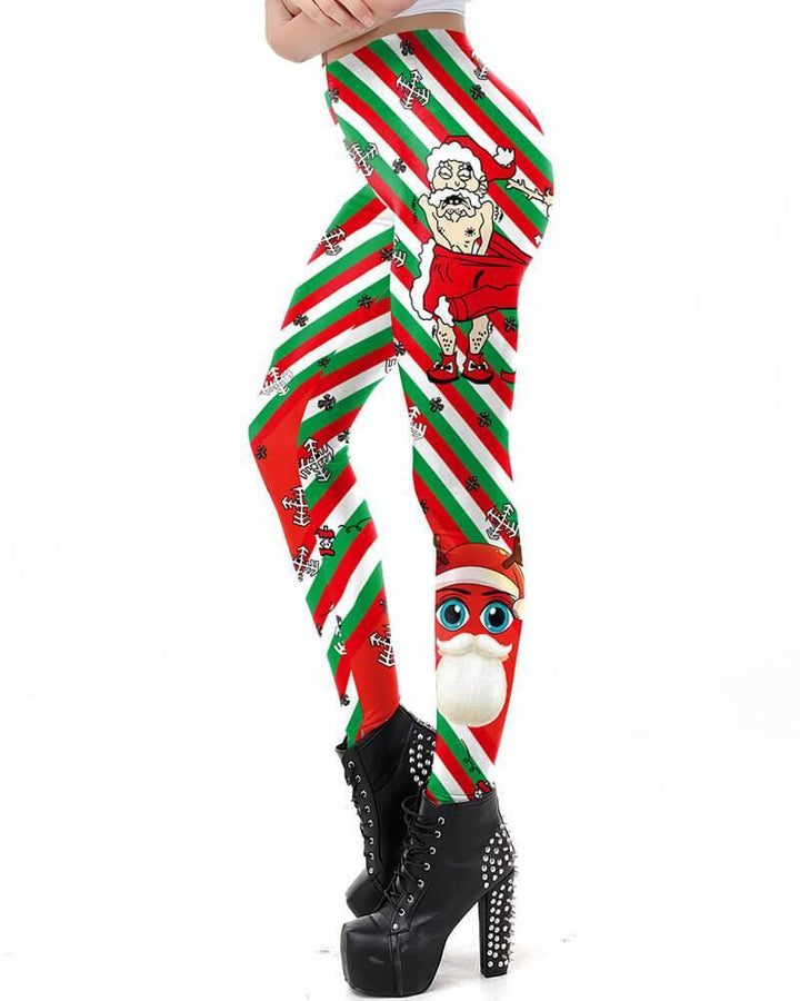 Funny Design Cool Santa Claus Missed Cloth Printed Leggings - pinkfad