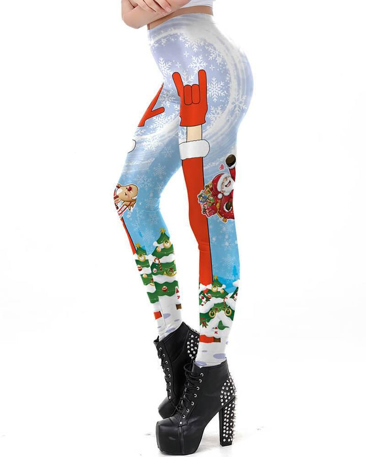 Merry Christmas Funny Design Womens Stretchy Leggings - pinkfad