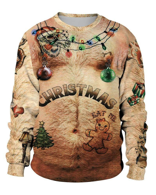Christmas Decoration On Men Skin Like Print Unisex Pullover Sweatshirt