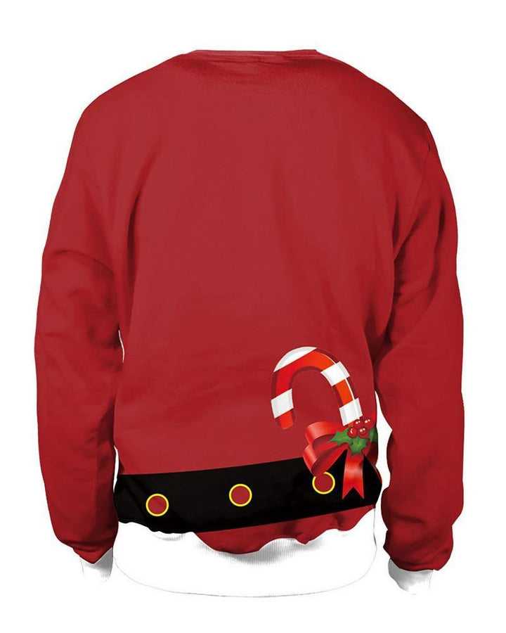 Women Chest Red Christmas Santa Claus Coat Print Pullover Sweatshirt - pinkfad