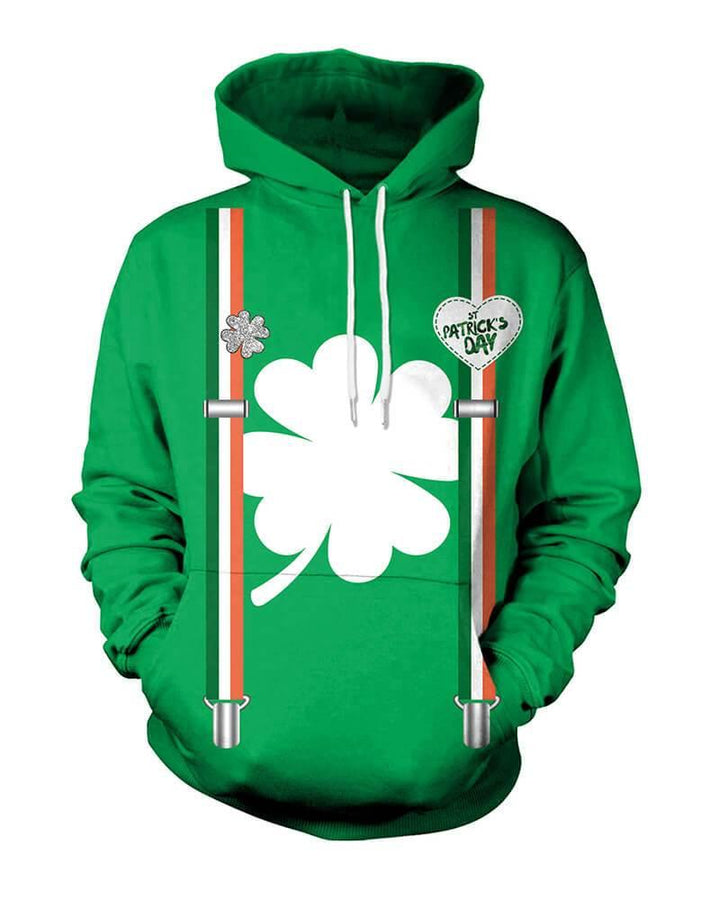 Green Clover Printed Unisex St. Patrick Pullover Hoodie