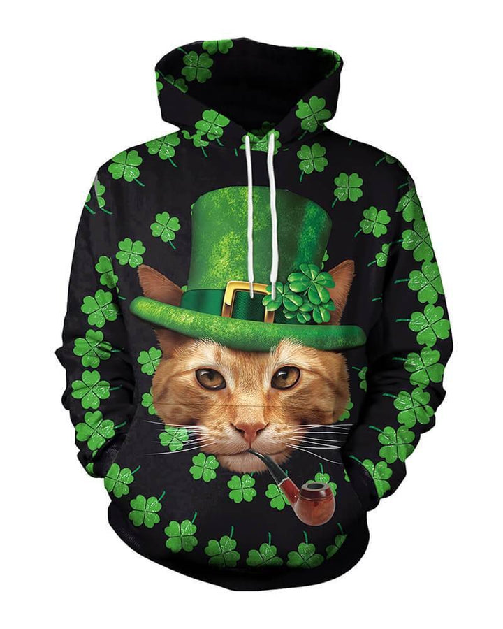 Cat In The Green Hat In The Clover Printed Unisex Pullover Hoodie